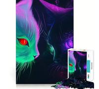 Puzzle de 1000 pièces Chats néon pour Adultes et Adolescents Un Casse-tête Relaxant et Artistique, Un Cadeau Original (50x75cm)