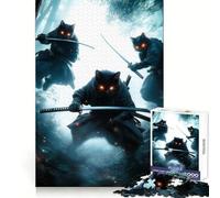 Puzzle de 1000 pièces Chats Ninjas avec épées pour Adultes, Jouet cognitif, Moment de complicité, Motif à Assembler, pour Les vœux du Père Noël (38x26cm)