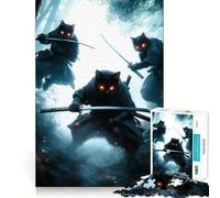 Puzzle de 1000 pièces Chats Ninjas avec épées pour Adultes, Jouet cognitif, Moment de complicité, Motif à Assembler, pour Les vœux du Père Noël (38x26cm)