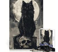 Puzzle de 1000 pièces Chats Noirs, crânes et trônes pour Adultes, Exercice Mental, Passe-Temps Relaxant, découpe précise, Cadeau de Noël Chic (38x26cm)