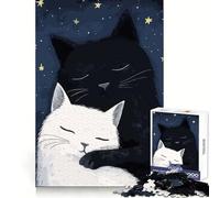 Puzzle de 1000 pièces Chats Noirs et Blancs pour Adolescents Favorise la Concentration, améliore Le Calme et distrait Cadeau mémorable (38x26cm)
