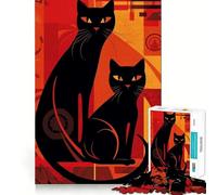 Puzzle de 1000 pièces Chats Noirs,pièces ajustées,Jeu de Concentration Amusant,Moments de détente,décoration de Noël (38x52cm)