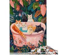 Puzzle de 1000 pièces « Chats prenant Un Bain Ensemble » (38 x 26 cm) pour Adultes (18+). Jeu éducatif.
