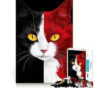 Puzzle de 1000 pièces Chats Rouges et Noirs pour Adolescents, Jeu de logique Transparent, Plaisir Lent, découpe Parfaite, Surprise d'anniversaire (38x26cm)