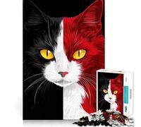 Puzzle de 1000 pièces Chats Rouges et Noirs pour Adultes, 1000 pièces, Casse-tête, Loisirs la Maison, Cadeau d'anniversaire (50x75cm)