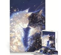Puzzle de 1000 pièces Chats Yin Yang et Étoiles pour Adultes Stimule la réflexion stratégique Idéal pour Un Moment de détente Cadeau d'hiver élégant (50x75cm)