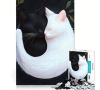 Puzzle de 1000 pièces Chats Yin Yang pour Adolescents Jeu de mémoire et de Concentration Qualité Professionnelle Activité relaxante en Groupe à l'intérieur (50x75cm)