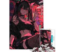Puzzle de 1000 pièces Chatte Punk Anime fumeuse Jeu Difficile et Stimulant à partir de 14 Ans 50x75cm