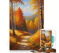 Puzzle de 1000 pièces Chemin dans la forêt d'automne pour Adolescents, Jeu de réflexion et de développement Mental, Design apaisant et Amusant, Cadeau Unique (38x26cm)