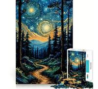 Puzzle de 1000 pièces Chemin de forêt étoilé pour Adultes Jeu de réflexion Amusant et décontracté Découpe de précision Cadeau Artistique 50x75cm