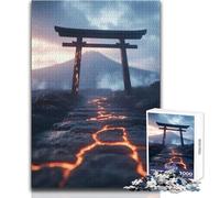 Puzzle de 1000 pièces Chemin de Lave vers Le Mont Fuji pour Adolescents - Jeu ludique et éducatif - Cadeau Unique pour Les fêtes - Dimensions:38x52cm