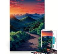 Puzzle de 1000 pièces Chemin de Montagne au Coucher du Soleil pour Adultes et Adolescents Jeu de logique Clair Découpe Parfaite pour Les vœux du Père Noël (50x75cm)