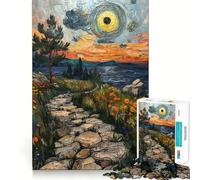 Puzzle de 1000 pièces Chemin de Pierre au Coucher du Soleil pour Adolescents, Jeu d'exercice Mental, Relaxation, à Assembler, liste de souhaits du Père Noël 38x26cm