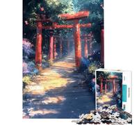 Puzzle de 1000 pièces Chemin de Portes Torii dans Une forêt luxuriante Jeu de réflexion pour Adultes Cadeau Amusant pour Toute la Famille et Les Amis (Dimensions 38x52cm)