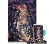 Puzzle de 1000 pièces Chemin du sanctuaire sacré de Sakura pour Adolescents Jeu de logique Stimulant, Divertissement d'intérieur, Bords de qualité supérieure, Cadeau mémorable (50x75cm)
