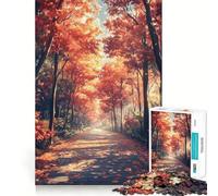 Puzzle de 1000 pièces Chemin forestier d'automne Découpe Parfaite Activité ludique et Intelligente pour Un Moment de détente et de Plaisir Lors d'un Anniversaire (38x52cm)