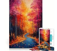 Puzzle de 1000 pièces Chemin forestier d'automne Jeu de logique et de réflexion Jeu de détente Cadeau Artistique de Noël (38x52cm)