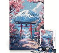 Puzzle de 1000 pièces Chemin sacré des cerisiers en Fleurs vers Le Mont Fuji pour Adolescents renforce la mémoire Offre Un Divertissement paisible et de qualité et constitue Un (50x75cm)