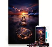 Puzzle de 1000 pièces Chemin vers l'horizon au Coucher du Soleil pour Adolescents, Jouet Intelligent pour Partager Un Moment de complicité, découpe Lisse, liste de souhaits du Père Noël 50x75cm