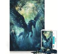 Puzzle de 1000 pièces Cheval ailé dans la forêt »,Jeu de réflexion créatif,pièces Robustes et découpées avec précision,idéal pour Les Voyages (38x52cm)