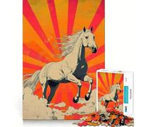 Puzzle de 1000 pièces Cheval Blanc au Galop pour Adultes,Jeu de mémoire,Assemblage précis sans espaces,activité apaisante pour Une Pause mentale (38x52cm)
