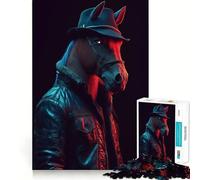 Puzzle de 1000 pièces Cheval Cyberpunk Néon pour Adultes et Adolescents Jeu de réflexion Anti-Stress Cadeau Original (38x26cm)