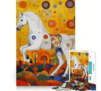 Puzzle de 1000 pièces Cheval de Carrousel Blanc pour Adolescents Jeu de mémoire Amusant Emboîtement précis sans espaces Activité Amusante en Famille (38x26cm)