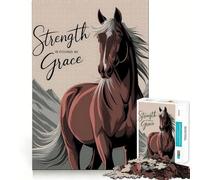 Puzzle de 1000 pièces Cheval de la Force et de la grâce pour Adolescents, Jeu de réflexion, Design Confortable et Relaxant, Cadeau attentionné 50x75cm
