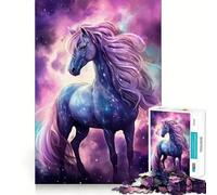 Puzzle de 1000 pièces Cheval de l'espace Longue crinière pour Adolescents Stimule la mémoire Calme et sérénité Qualité supérieure (38x52cm)