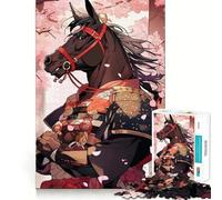 Puzzle de 1000 pièces Cheval samouraï et Fleurs de Cerisier pour Adultes, idéal pour développer sa mémoire et se détendre Design et Assemblage Collection d'œuvres d'art (38x52cm)