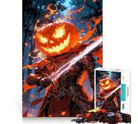 Puzzle de 1000 pièces Chevalier à tête de Citrouille avec épée pour Adolescents Jeu de réflexion Découpe Nette (38x26cm)