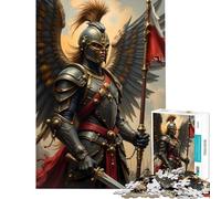 Puzzle de 1000 pièces : Chevalier ailé avec Drapeau et épée idéal pour Un Anniversaire Noël ou Tout Simplement pour Toute la Famille (à partir de 14 Ans) (50x75cm)