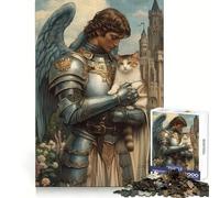 Puzzle de 1000 pièces Chevalier angélique et Chat pour Adolescents Un Moment de détente et de Plaisir paisible aux Bords réguliers (38x52cm)