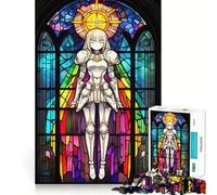 Puzzle de 1000 pièces Chevalier Anime en vitrail pour Adultes, Jeu de réflexion Amusant et décontracté, découpe de précision, Cadeau Artistique 38x52cm