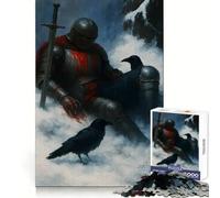 Puzzle de 1000 pièces Chevalier blessé avec des Corbeaux dans la Neige pour Adolescents, idéal pour stimuler la mémoire et se détendre ; Format idéal (38x26cm)