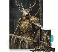 Puzzle de 1000 pièces Chevalier Cerf Noble pour Adultes, Jeu de réflexion Stimulant à l'intérieur, pièce d'art aux découpes précises (38x26cm)