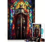 Puzzle de 1000 pièces Chevalier en vitrail pour Adolescents, idéal pour développer la mémoire, Jeu d'intérieur, découpe Fine, Père Noël, vœux 50x75cm