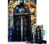 Puzzle de 1000 pièces Chevalier en vitrail pour Adolescents, idéal pour renforcer la mémoire, Simple et Amusant, avec des Bords de qualité, Un Cadeau mémorable 38x52cm