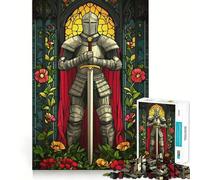 Puzzle de 1000 pièces Chevalier en vitrail pour Adolescents, Jeu de réflexion et de Partage, Bords précis, Cadeau du Père Noël 50x75cm