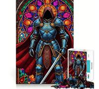 Puzzle de 1000 pièces Chevalier en vitrail pour Adolescents, Jeu de réflexion et de Partage, Bords précis, Cadeau du Père Noël 38x26cm