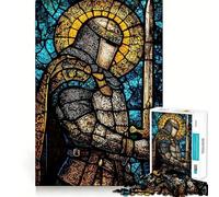 Puzzle de 1000 pièces Chevalier en vitrail pour Adolescents Un Jeu Stimulant pour Le Cerveau, Un Moment de détente et Une œuvre d'art aux découpes précises 38x26cm