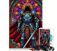 Puzzle de 1000 pièces Chevalier en vitrail pour Adultes, Jeu de réflexion apaisant, Bords précis, 50x75cm