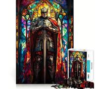 Puzzle de 1000 pièces Chevalier en vitrail pour Adultes stimule la mémoire, détend l’Esprit, Bords précis, liste de souhaits du Père Noël 38x52cm