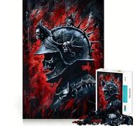 Puzzle de 1000 pièces Chevalier Squelette avec Casque à Pointes pour Adolescents Un Casse-tête Relaxant et Amusant, Un Joli Cadeau 50x75cm