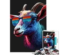 Puzzle de 1000 pièces Chèvre des Nuits Néon Jeu Relaxant Stimulant l'intelligence et la réflexion Jouet addictif Cadeau pour Femmes et Hommes Course de Vitesse Manuelle (38x52cm)