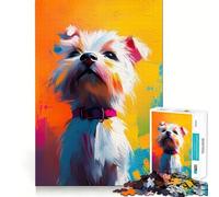 Puzzle de 1000 pièces Chien Blanc pour Adultes Jeu de mémoire et de Stimulation Cognitive,Assemblage précis sans espaces,activité apaisante pour Une Pause mentale (38x26cm)