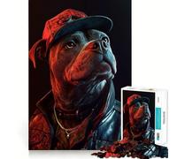 Puzzle de 1000 pièces Chien Cyberpunk Néon pour Adolescents Un Cadeau élégant, idéal pour développer sa mémoire et se détendre (38x26cm)