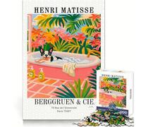 Puzzle de 1000 pièces Chien dans Une Baignoire d'Henri Matisse, idéal pour Les Adolescents Exercice de logique, Jeu de précision et de Partage en Famille, Cadeau de Noël Amusant 38x26cm