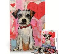 Puzzle de 1000 pièces Chien de la Saint-Valentin avec cœur pour Adolescents, Stimulant la réflexion, échappatoire paisible, Assemblage Solide, Joyeux Noël (38x26cm)