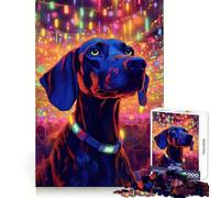 Puzzle de 1000 pièces Chien de la Vie Nocturne pour Adolescents, Puzzle Stimulant la mémoire et Anti-Stress, découpe Lisse, Cadeau Artistique (38x26cm)